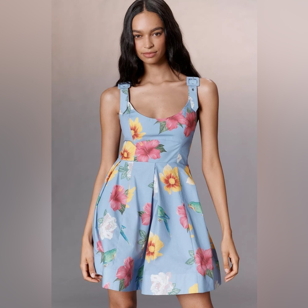 NWT! Anthropologie Maeve Scoop-Neck Floral Printed Cotton Mini Skirt Dress 🪐